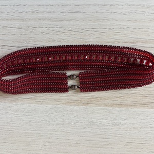 Piros kristályos nyakpánt - ékszer - nyaklánc - gyöngyös nyaklánc - Meska.hu