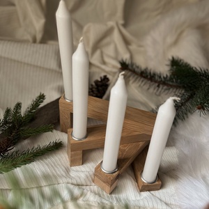 Adventi gyertyatartó, Karácsony, Adventi díszek, Adventi asztaldísz, Famegmunkálás, MESKA