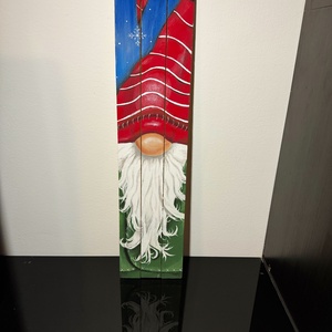 Karácsonyi manós festmény fa táblán, Művészet, Festmény, Akril, Festészet, MESKA