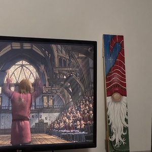 Karácsonyi manós festmény fa táblán - művészet - festmény - akril - Meska.hu