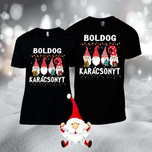 Fekete karácsonyi páros póló - karácsony - karácsonyi ruházat - karácsonyi póló & pulcsi - Meska.hu