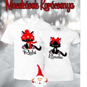 Karácsonyi cicás póló - karácsony - karácsonyi ruházat - karácsonyi póló & pulcsi - Meska.hu