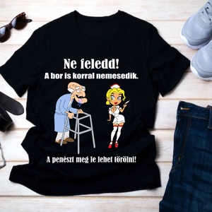 Vicces egyedi póló nyugdíjasoknak, Ruha & Divat, Női ruha, Póló, felső, Fotó, grafika, rajz, illusztráció, Festett tárgyak, Meska