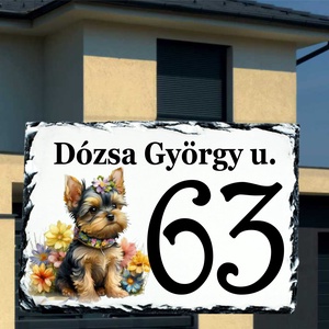 Házszám tábla yorkie 4 mintával, Otthon & Életmód, Ház & Kert, Házszám, Fotó, grafika, rajz, illusztráció, MESKA