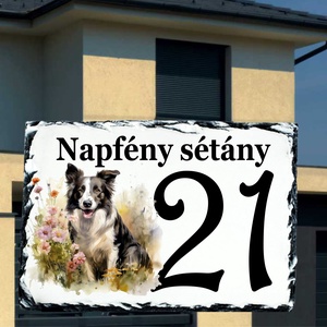 Házszám tábla Border Collie 3. mintával - Meska.hu