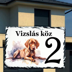 Házszám tábla vizsla mintával, Otthon & Életmód, Ház & Kert, Házszám, Fotó, grafika, rajz, illusztráció, MESKA