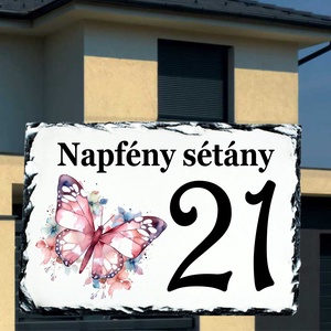 Házszám tábla pillangó mintával, Otthon & Életmód, Ház & Kert, Házszám, Fotó, grafika, rajz, illusztráció, MESKA