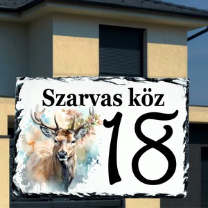 Házszám tábla szarvas mintával, Otthon & Életmód, Ház & Kert, Házszám, Fotó, grafika, rajz, illusztráció, MESKA