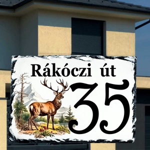 Házszám tábla szarvas mintával, Otthon & Életmód, Ház & Kert, Házszám, Fotó, grafika, rajz, illusztráció, MESKA