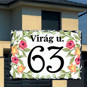 Házszámtábla virágos mintával kőből, DIY (Csináld magad), Egységcsomag, Fotó, grafika, rajz, illusztráció, MESKA