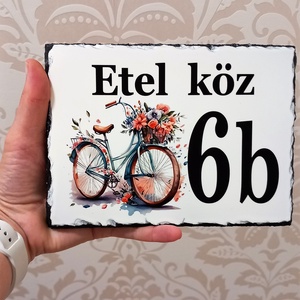 Házszámtábla biciklis mintával, Otthon & Életmód, Ház & Kert, Házszám, Fotó, grafika, rajz, illusztráció, MESKA