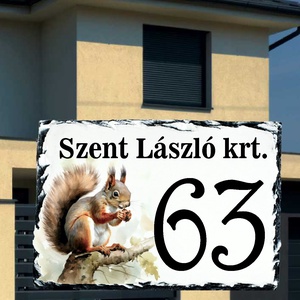 Házszám tábla - mókus, Otthon & Életmód, Ház & Kert, Házszám, Fotó, grafika, rajz, illusztráció, MESKA