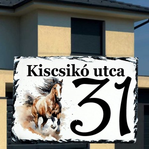 Egyedi festett házszámtábla ló mintával, Otthon & Életmód, Ház & Kert, Házszám, Fotó, grafika, rajz, illusztráció, MESKA