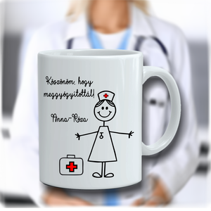 Bögre doktornőnek, nővérnek, ápolónőnek kisgyermektől, Otthon & Életmód, Konyhafelszerelés, tálalás, Tálalás, Bögre & Csésze, Fotó, grafika, rajz, illusztráció, Festett tárgyak, MESKA
