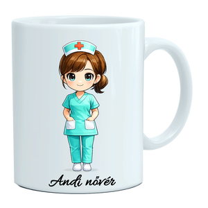 Bögre doktornőnek, nővérnek, ápolónőnek, Otthon & Életmód, Konyhafelszerelés, tálalás, Tálalás, Bögre & Csésze, Fotó, grafika, rajz, illusztráció, Festett tárgyak, MESKA