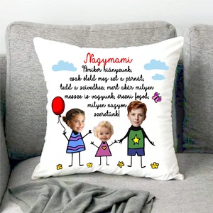 Egyedi párna a gyerekek fotójával nagymamának, nagypapának, keresztszülőknek stb. - Meska.hu