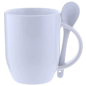 U alakú bögre kanállal - kérhető bármilyen felirattal, képpel, logóval, Otthon & Életmód, Konyhafelszerelés, tálalás, Tálalás, Bögre & Csésze, Fotó, grafika, rajz, illusztráció, MESKA