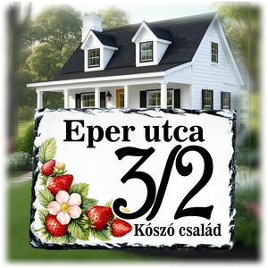 Házszámtábla eper mintával - Meska.hu