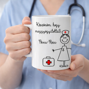 Bögre doktornőnek, nővérnek, ápolónőnek , Otthon & Életmód, Konyhafelszerelés, tálalás, Tálalás, Bögre & Csésze, Fotó, grafika, rajz, illusztráció, Festett tárgyak, MESKA