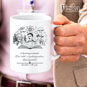 Fizika tantárgyas bögre ballagásra, pedagógusnapra tanárnak, Otthon & Életmód, Konyhafelszerelés, tálalás, Tálalás, Bögre & Csésze, Fotó, grafika, rajz, illusztráció, MESKA