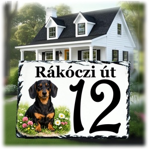 Házszámtábla - tacskó mintával - Meska.hu