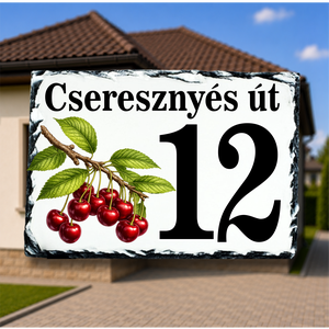 Házszámtábla egyedi tervezésű cseresznye festett képpel - Meska.hu