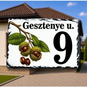 Házszámtábla egyedi tervezésű gesztenye mintájú festett képpel - Meska.hu