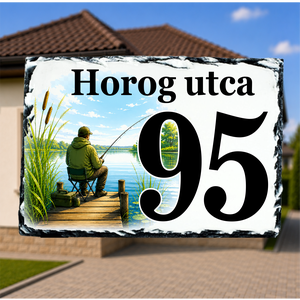 Házszámtábla egyedi tervezésű horgászat mintájú festett képpel - Meska.hu