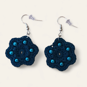 Gerbera fülbevaló petrolkék  - Meska.hu