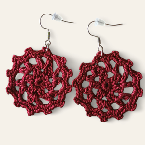 Kristály fülbevaló bordó , Ékszer, Fülbevaló, Lógó fülbevaló, Horgolás, MESKA