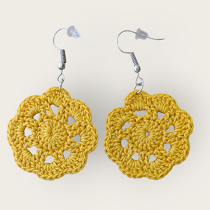 Csipkerózsa fülbevaló sárga , Ékszer, Fülbevaló, Lógó fülbevaló, Horgolás, MESKA