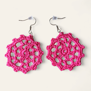 Kristály fülbevaló pink, Ékszer, Fülbevaló, Lógó fülbevaló, Horgolás, MESKA