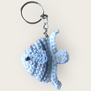 Halacska kulcstartó kék csíkos , Táska & Tok, Kulcstartó & Táskadísz, Kulcstartó, Horgolás, MESKA