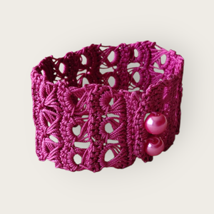 Csipke karkötő 3 soros fukszia , Ékszer, Karkötő, Fonott karkötő, , MESKA