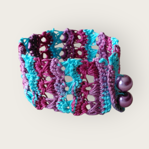 Csipke karkötő 3 soros lila-türkiz , Ékszer, Karkötő, Fonott karkötő, , MESKA