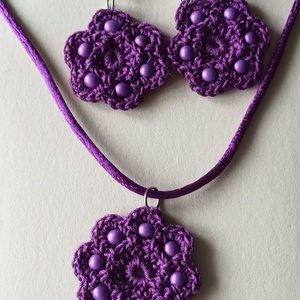 Gerbera  ékszergarnitúra lila, Ékszer, Ékszerszett, Horgolás, MESKA