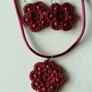 Gerbera  ékszergarnitúra bordó  - Meska.hu