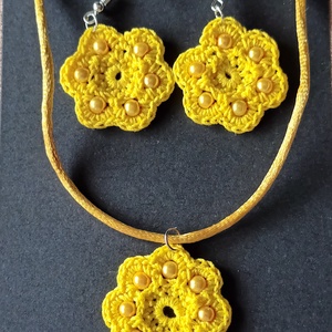 Gerbera  ékszergarnitúra sárga  - Meska.hu