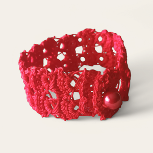 Csipke karkötő 2 soros piros , Ékszer, Karkötő, Fonott karkötő, , MESKA