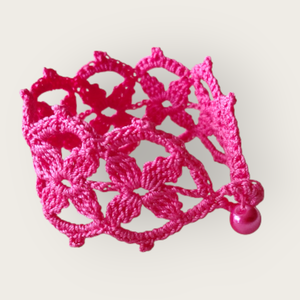 Csipke karkötő pikós pink , Ékszer, Karkötő, Széles karkötő, Horgolás, MESKA