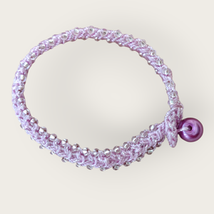 Zsinór karkötő lila, Ékszer, Karkötő, Gyöngyös karkötő, Horgolás, MESKA