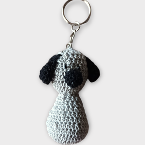 Kutyás kulcstartó szürke-fekete, Táska & Tok, Kulcstartó & Táskadísz, Kulcstartó, Horgolás, MESKA