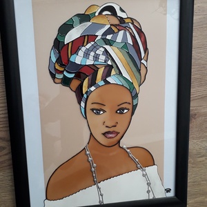 Afrikai nő, Művészet, Festmény, Üvegfestmény, Üvegművészet, MESKA