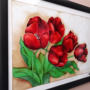Tulipánok - művészet - festmény - üvegfestmény - Meska.hu