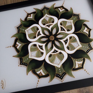 Zöld mandala - művészet - festmény - üvegfestmény - Meska.hu
