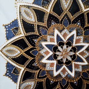 Kék-arany mandala - művészet - festmény - üvegfestmény - Meska.hu