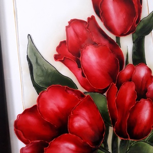 Tulipánok - művészet - festmény - üvegfestmény - Meska.hu