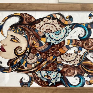 Mandalás hölgy, Otthon & Életmód, Dekoráció, Kép & Falikép, Üvegkép, Üvegművészet, MESKA