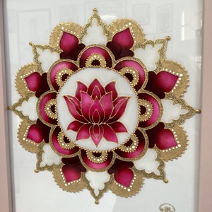 Lótuszos mandala üvegfestmény, Otthon & Életmód, Dekoráció, Kép & Falikép, Üvegkép, Üvegművészet, MESKA
