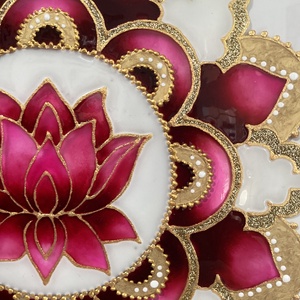 Lótuszos mandala üvegfestmény - otthon & életmód - dekoráció - kép & falikép - üvegkép - Meska.hu